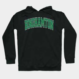 Binghamton Ny New York Varsity Style Green Text Hoodie